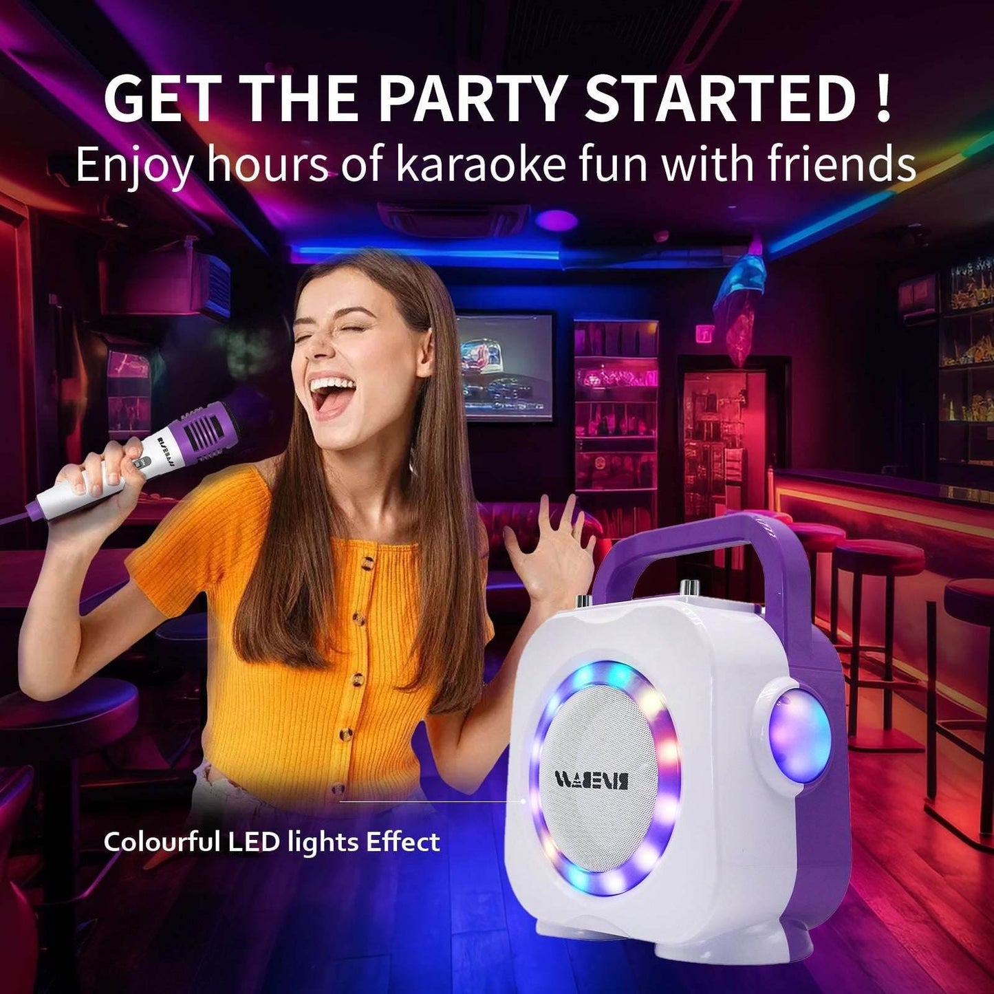 Purple Kids Bluetooth Karaoke Machine with 2 Microphone - BINZAAR