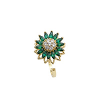 Gold ring with emerald green gemstones on a white background - spinning anxiety ring