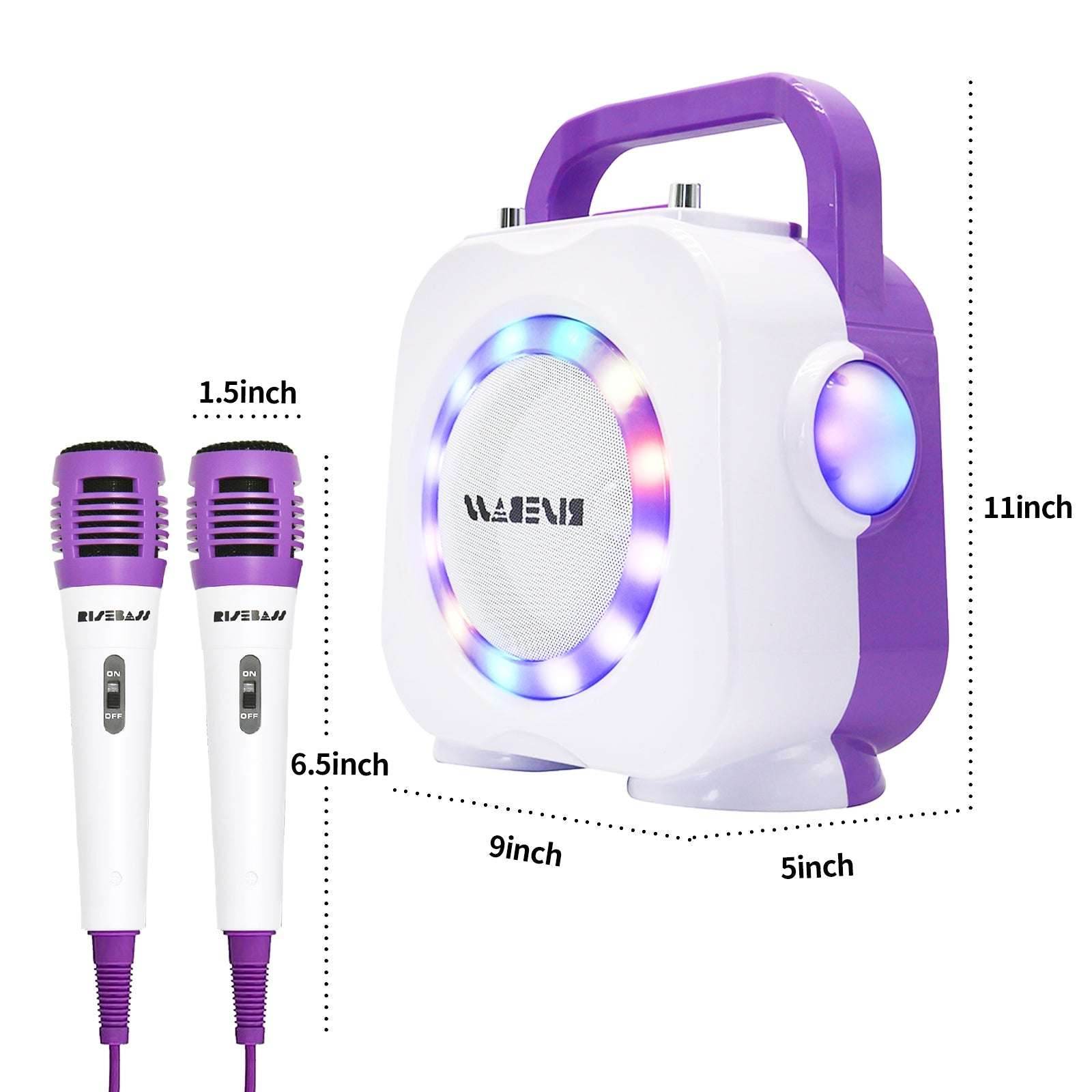 Purple Kids Bluetooth Karaoke Machine with 2 Microphone - BINZAAR