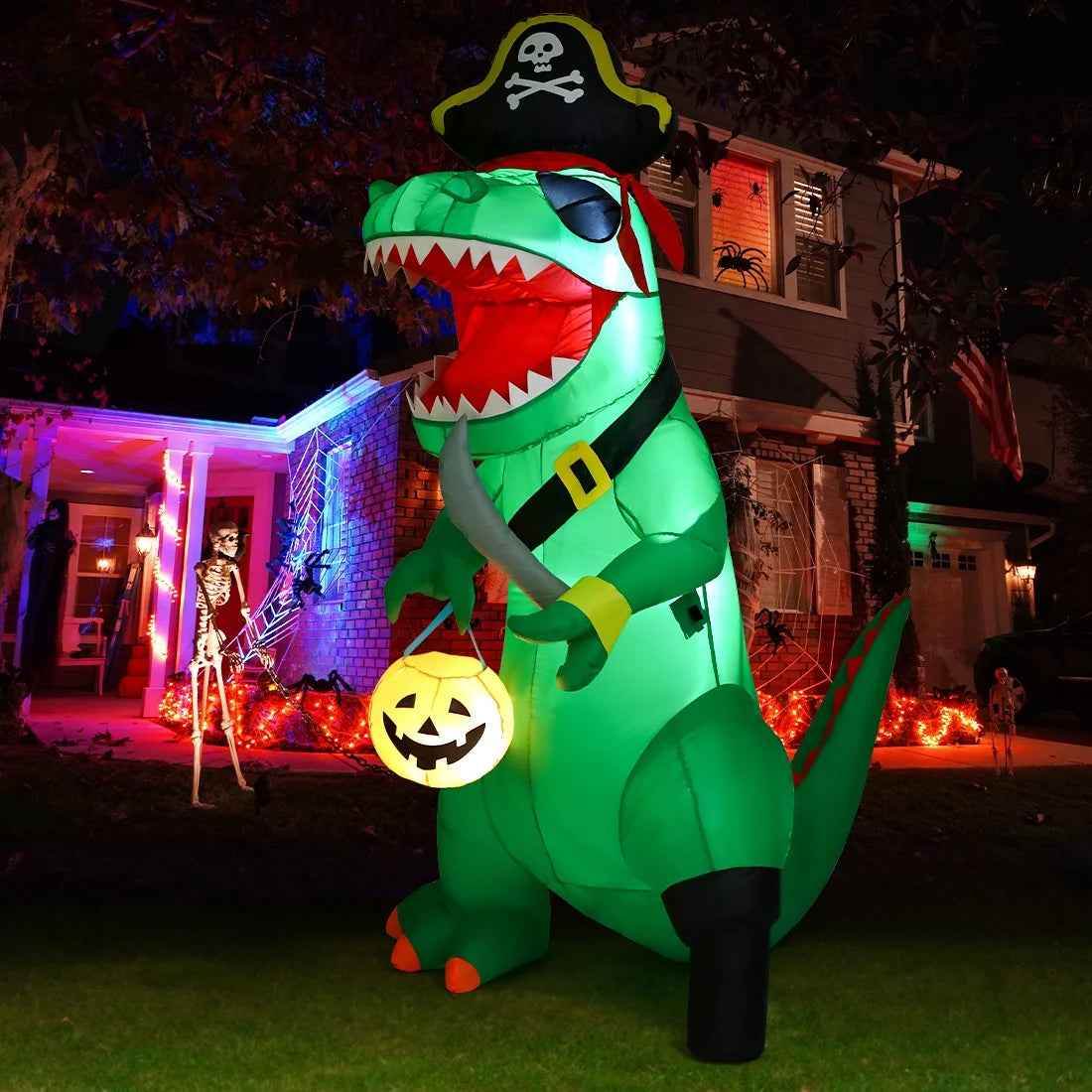 Inflatable Halloween Pirate Dinosaur - BINZAAR