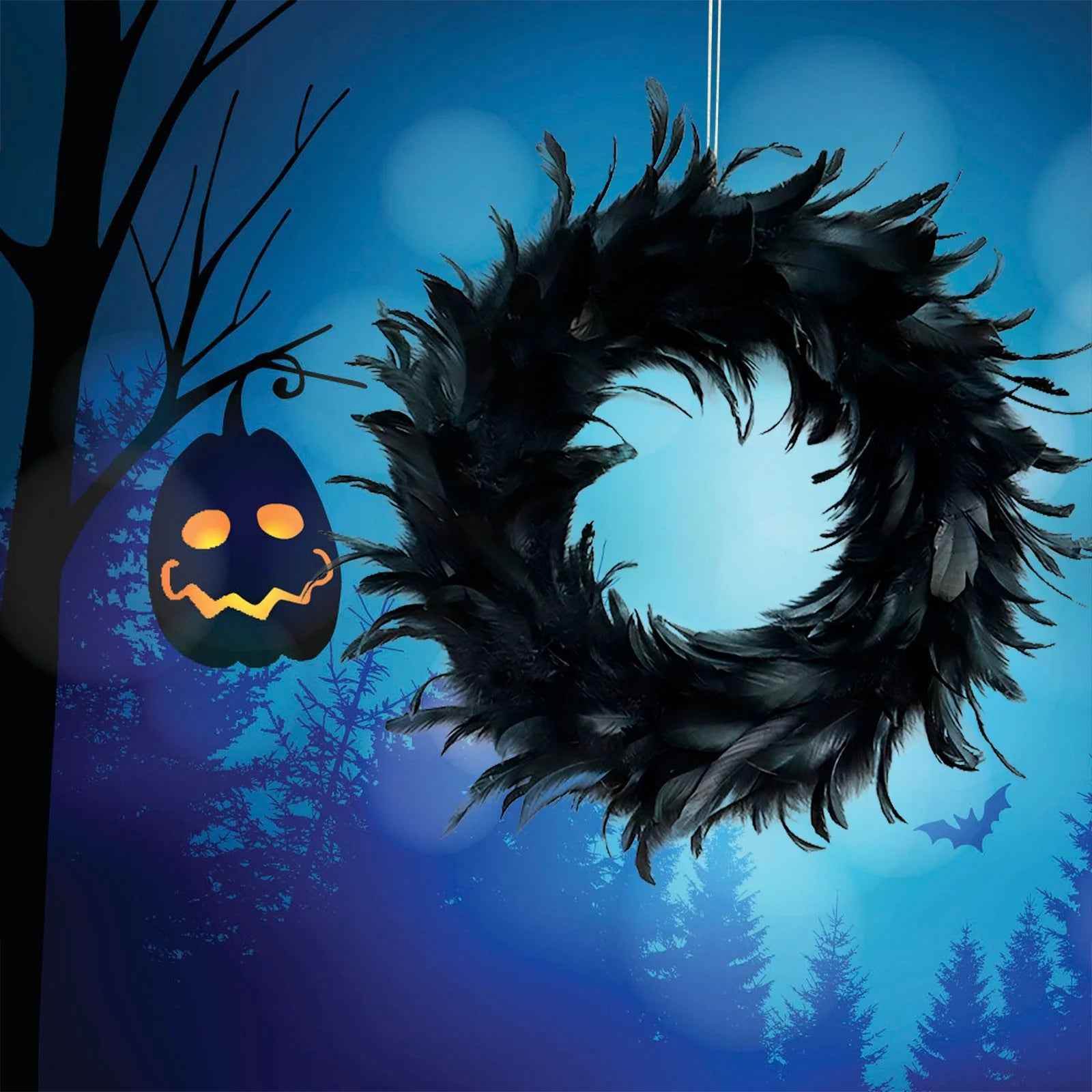 Black Feather Halloween Wreath - BINZAAR