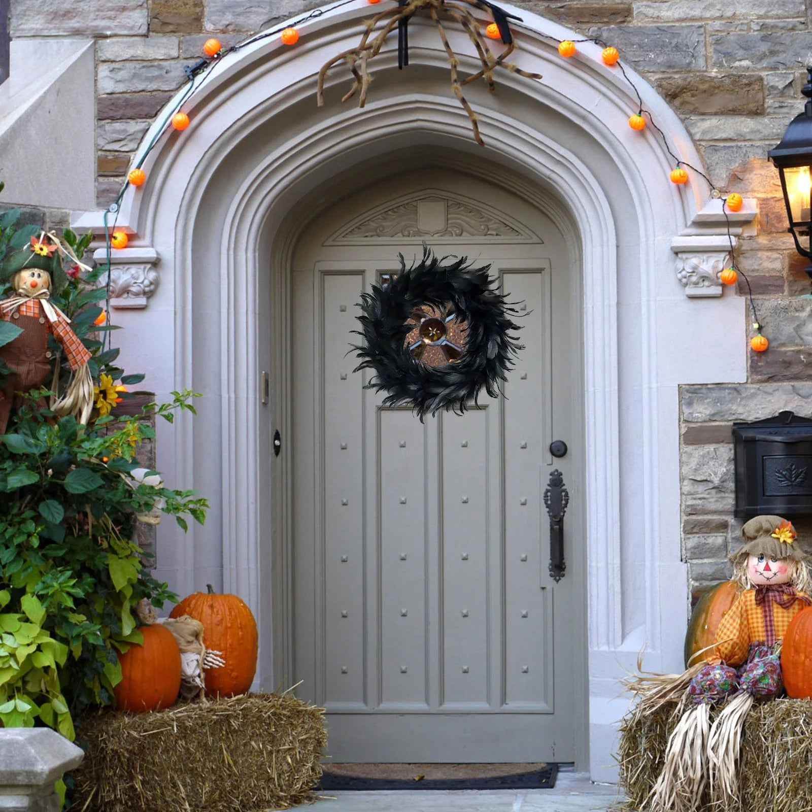 Black Feather Halloween Wreath - BINZAAR
