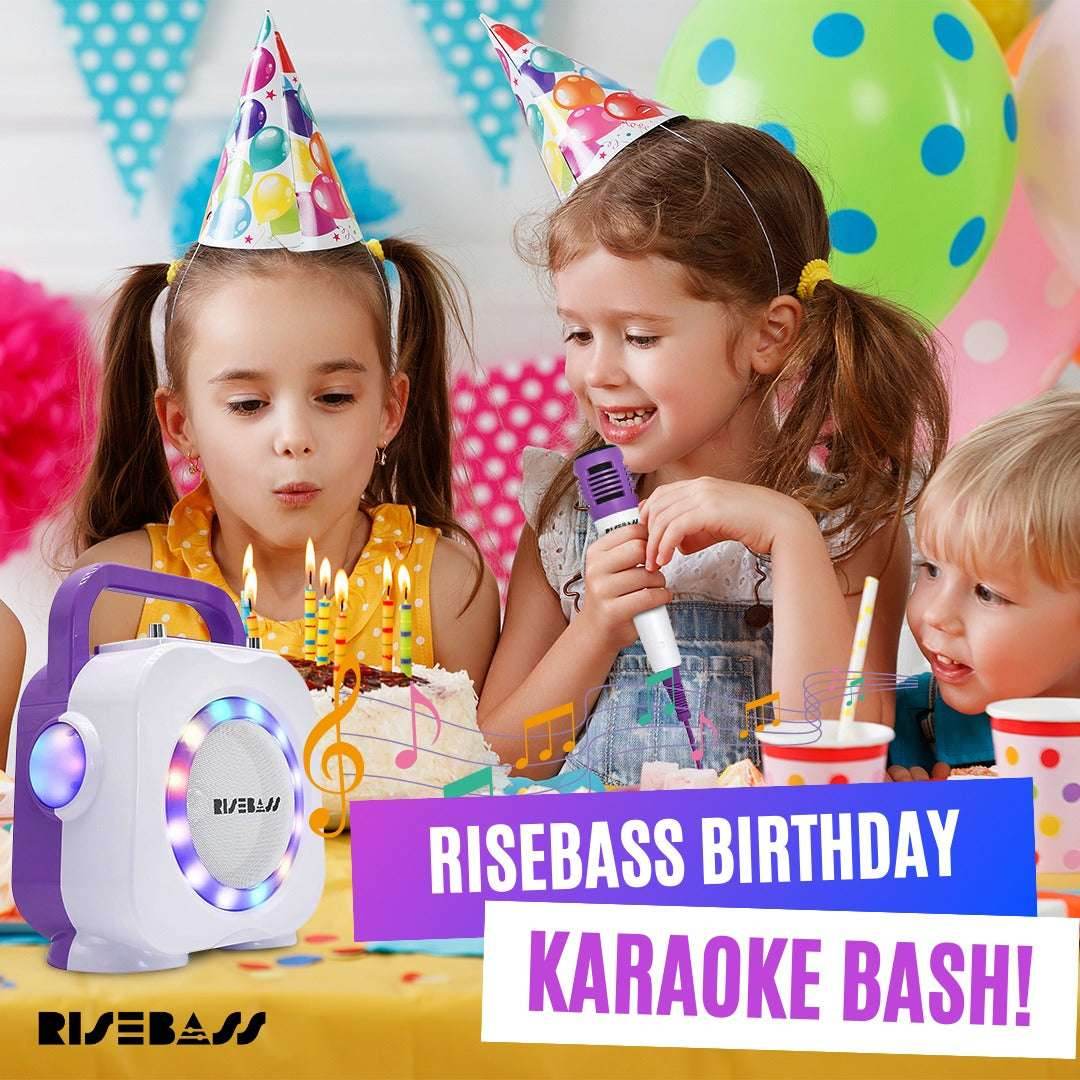 Purple Kids Bluetooth Karaoke Machine with 2 Microphone - BINZAAR