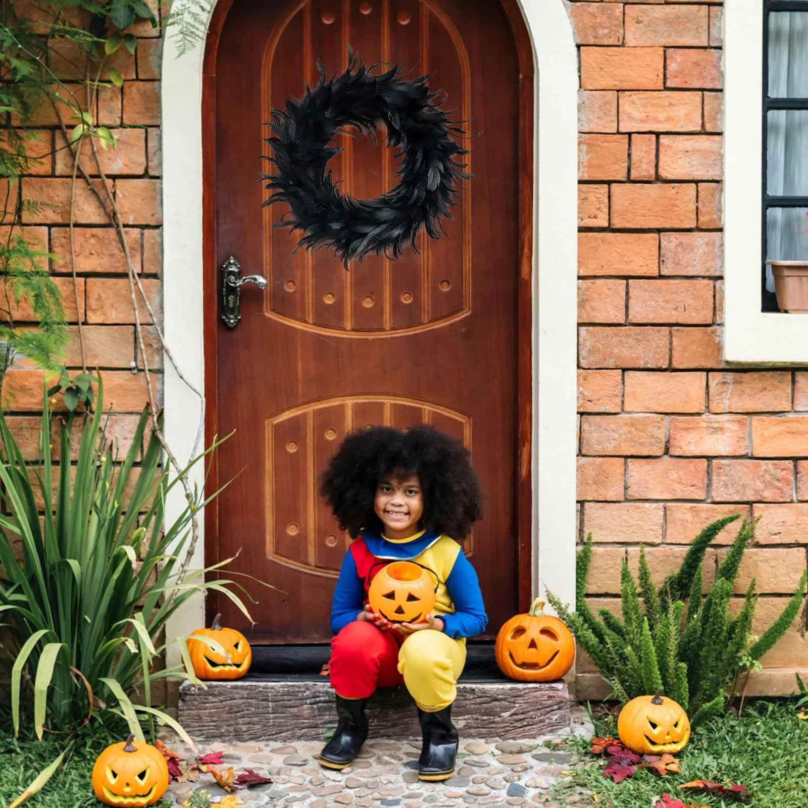 Black Feather Halloween Wreath - BINZAAR