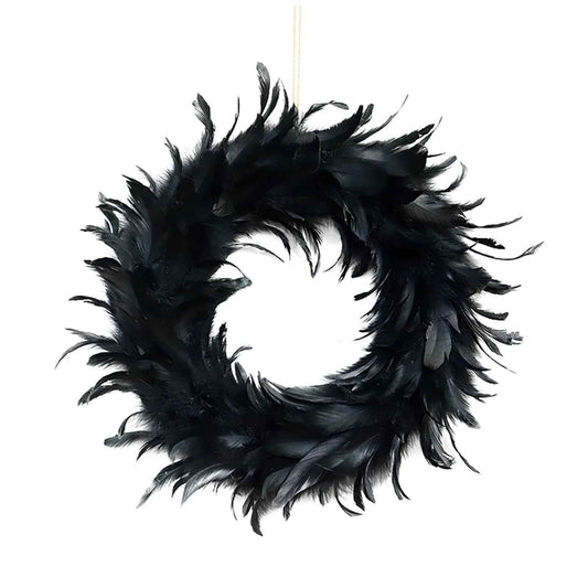 Black Feather Halloween Wreath - BINZAAR