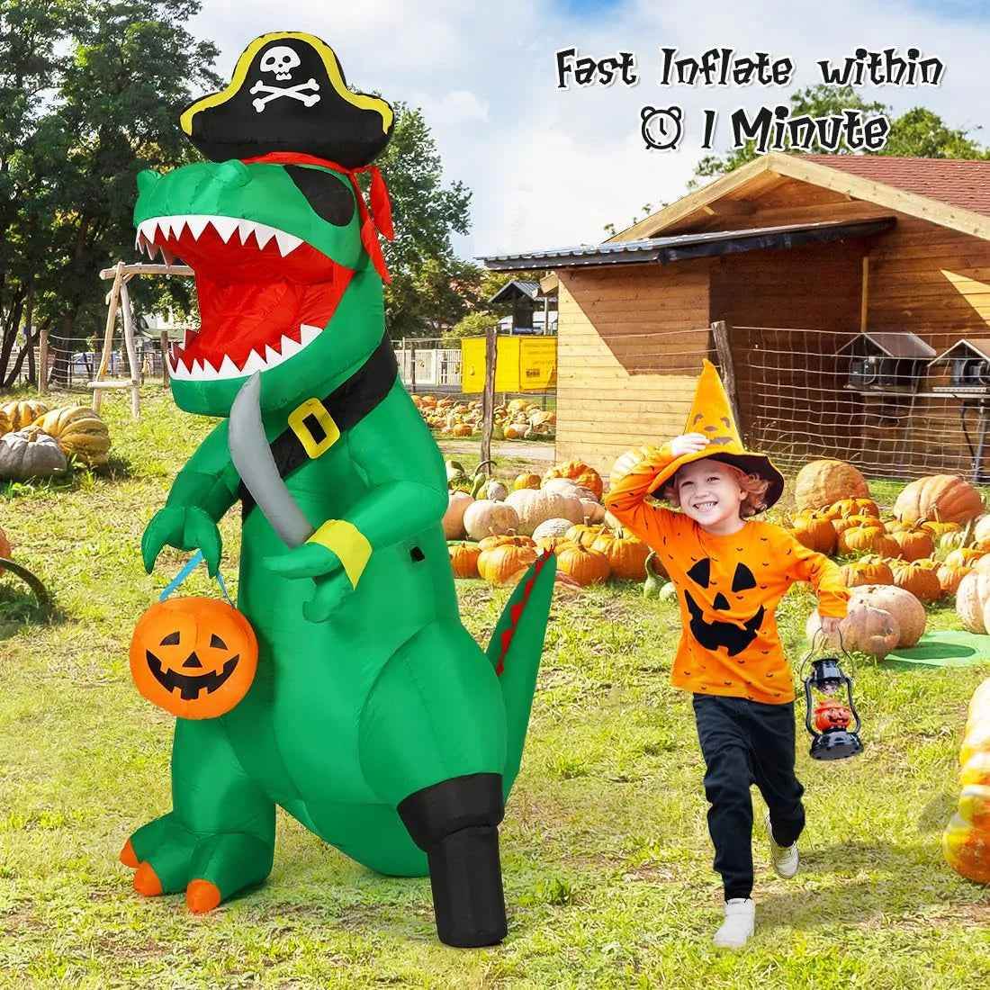 Inflatable Halloween Pirate Dinosaur - BINZAAR