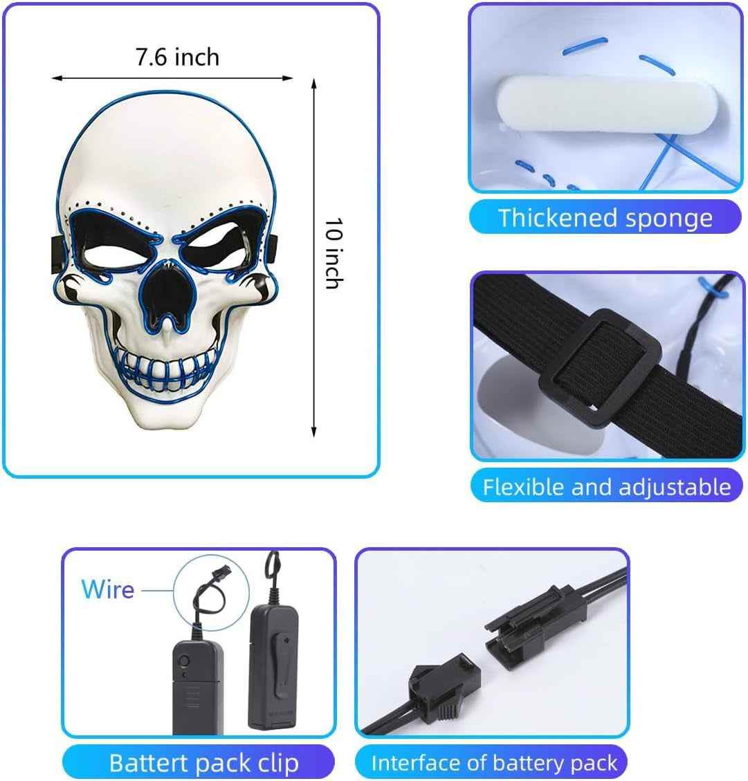 LED Halloween Scary Mask - Illuminate Your Spooky Look with an LED Halloween Mask - BINZAAR
