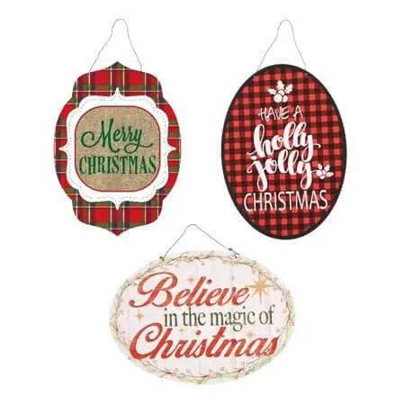 Christmas Flat Plaque with Wire (1ct) - BINZAAR