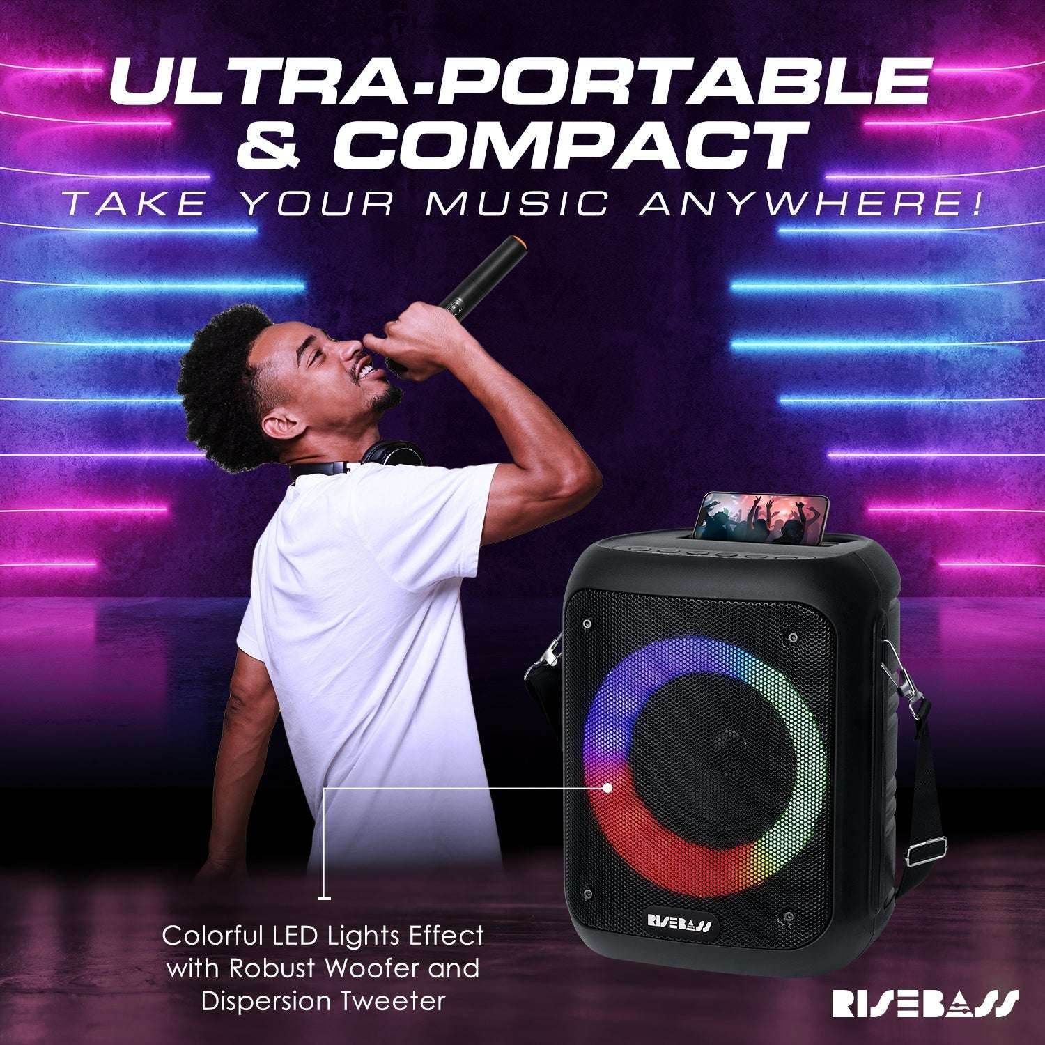 Portable Karaoke Machine w/ 2 Wireless Microphones - BINZAAR