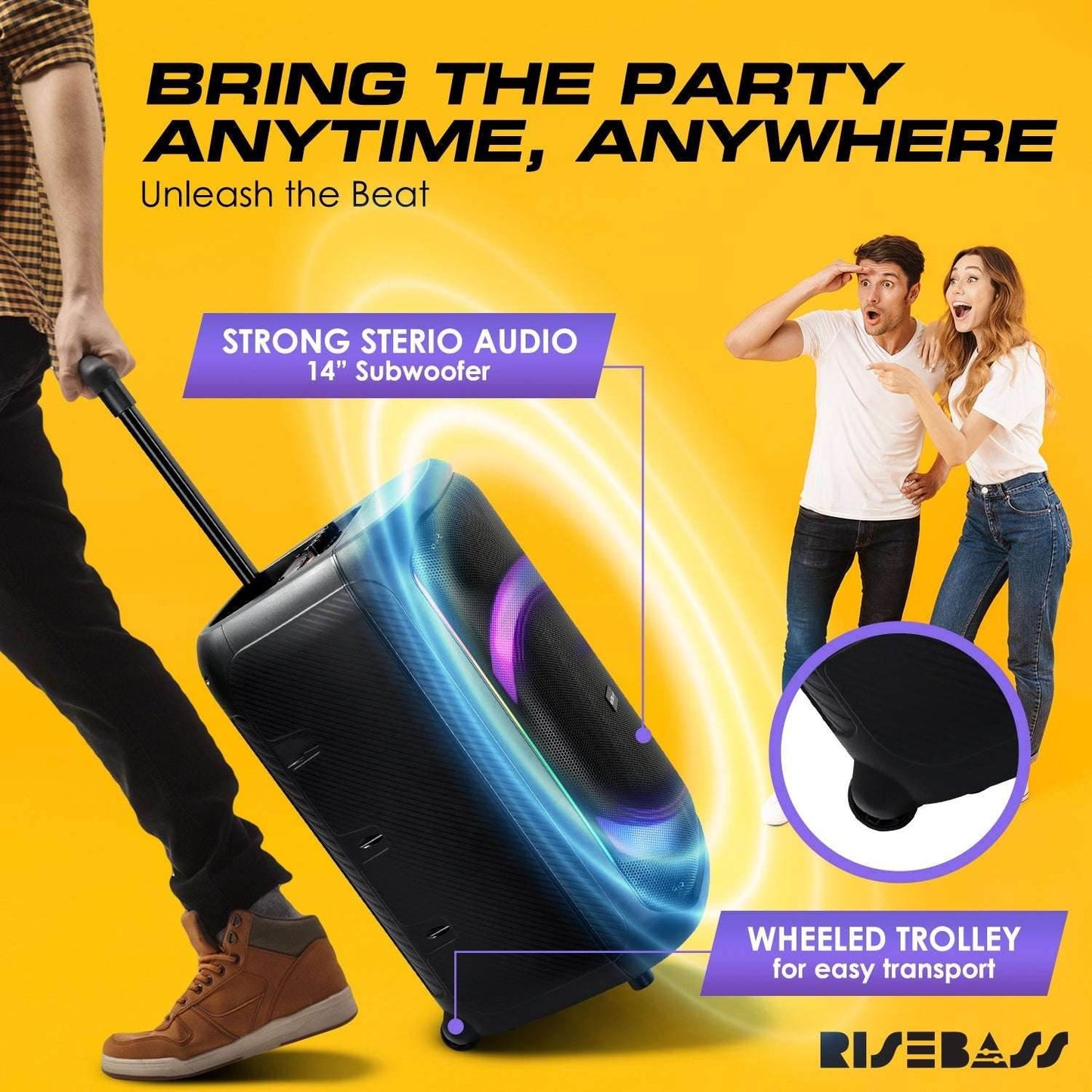 Risebass Trolley Speaker with 14” Subwoofer - BINZAAR