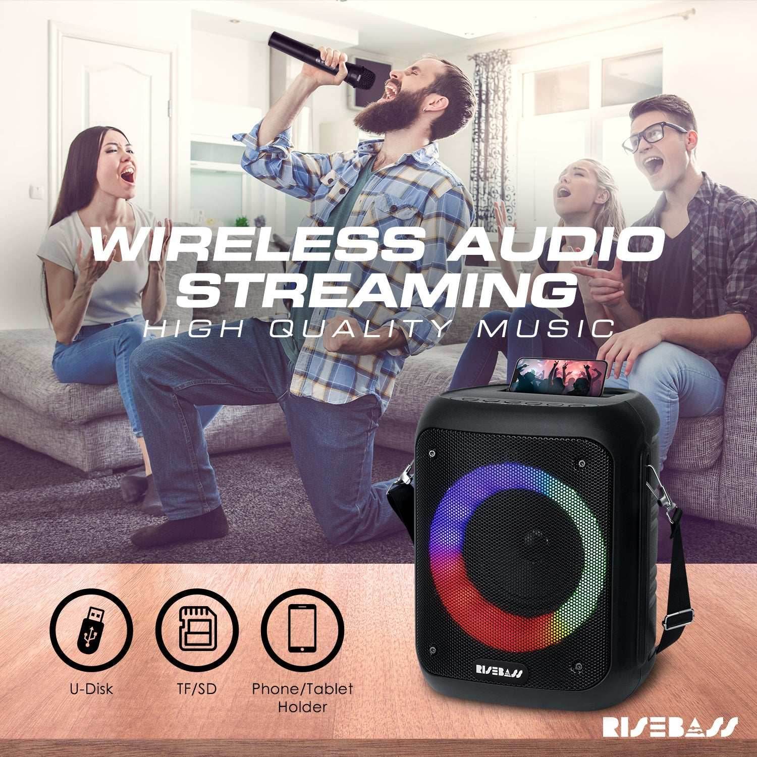 Portable Karaoke Machine w/ 2 Wireless Microphones - BINZAAR