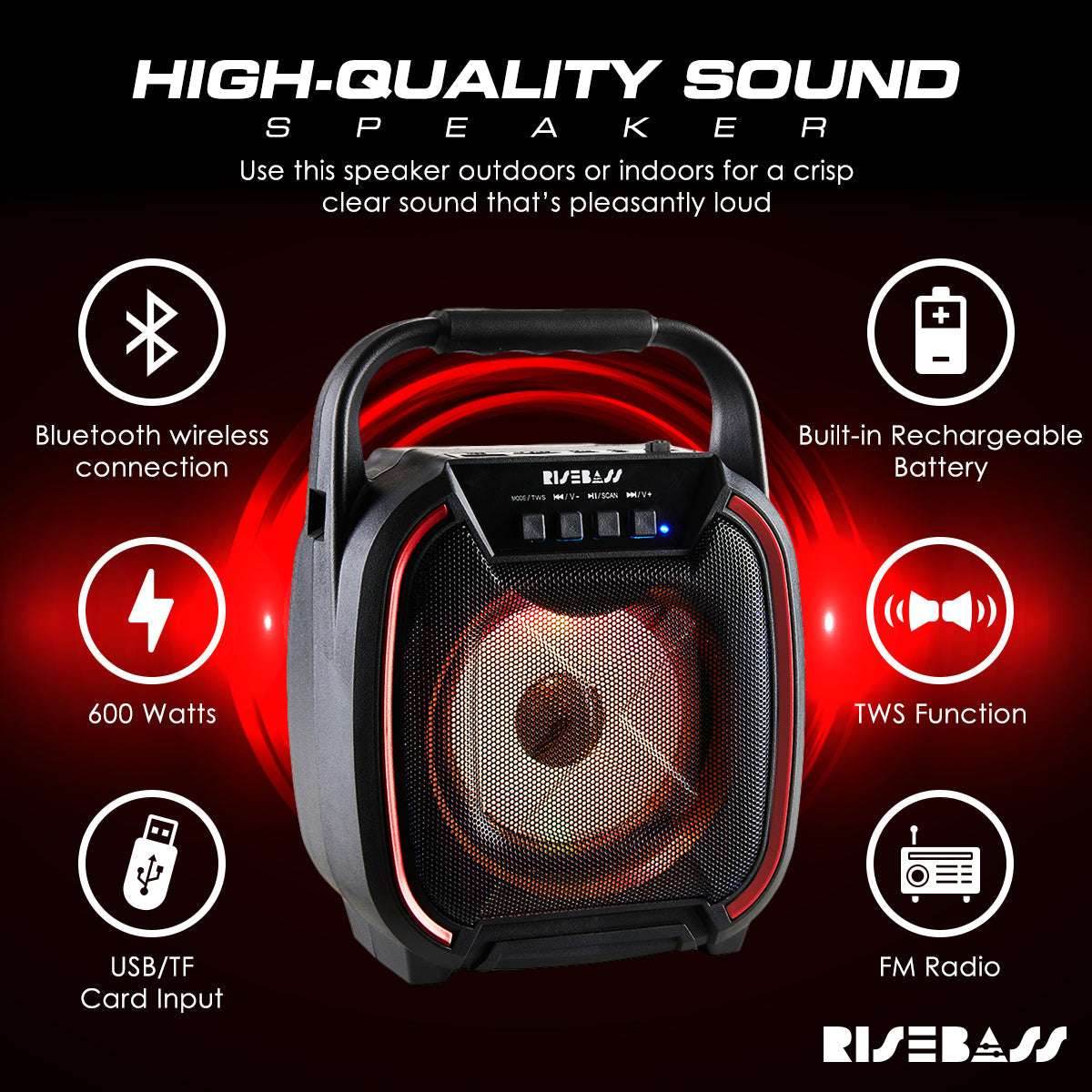 8-inch Wireless Bluetooth Speaker w/ TWS Function - BINZAAR