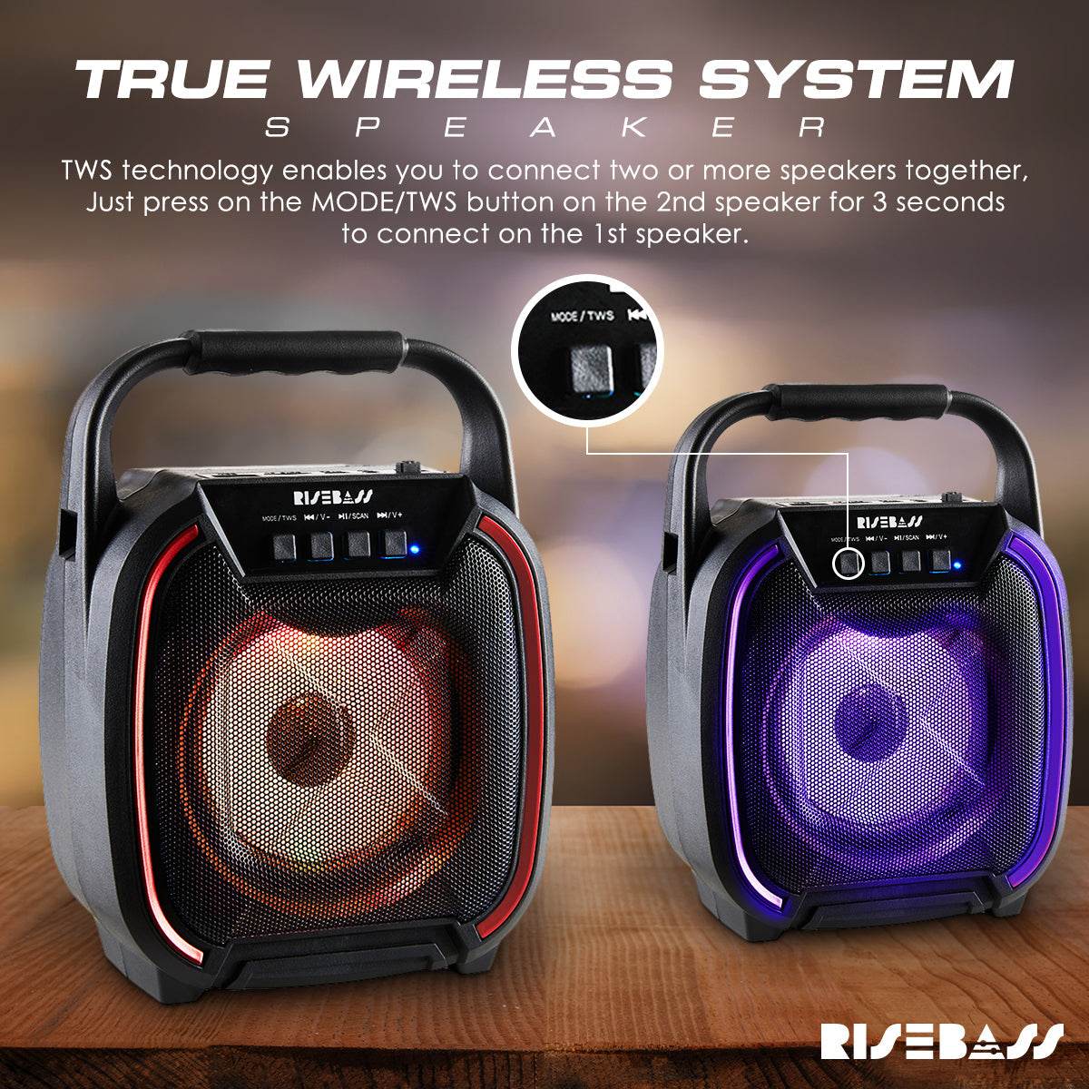 8-inch Wireless Bluetooth Speaker w/ TWS Function - BINZAAR