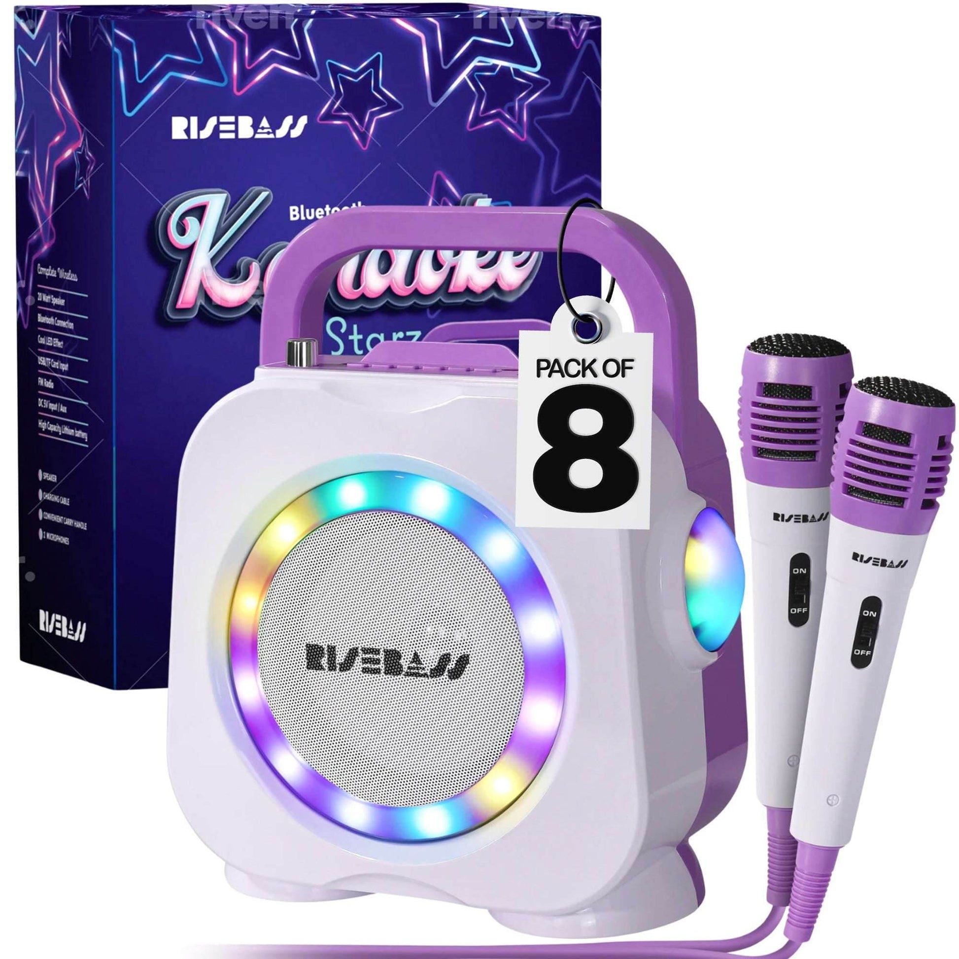 Purple Kids Bluetooth Karaoke Machine with 2 Microphone - BINZAAR