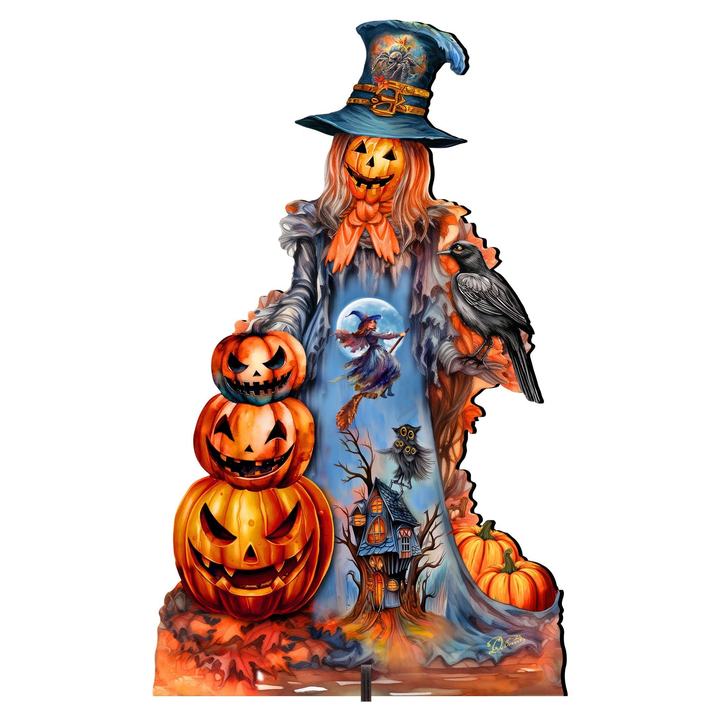 Halloween Pumpkin Scarecrow Freestanding Decor - Halloween Garden Decor by G. Debrekht - Halloween Decor- 8652796F-4