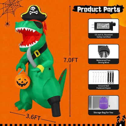 Inflatable Halloween Pirate Dinosaur - BINZAAR