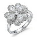 Diamond flower ring on a white background