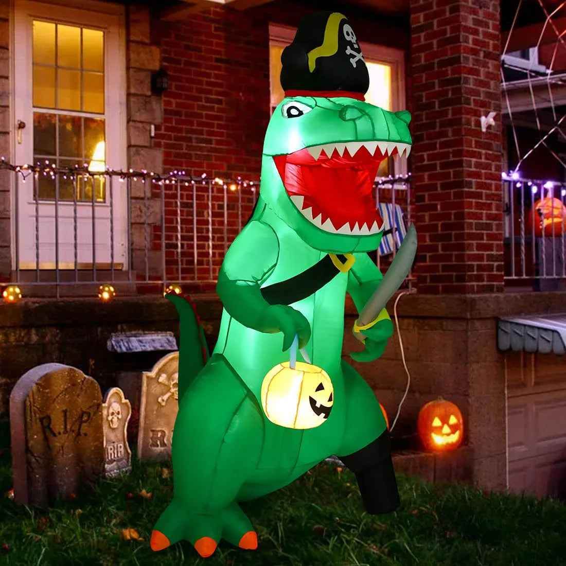 Inflatable Halloween Pirate Dinosaur - BINZAAR